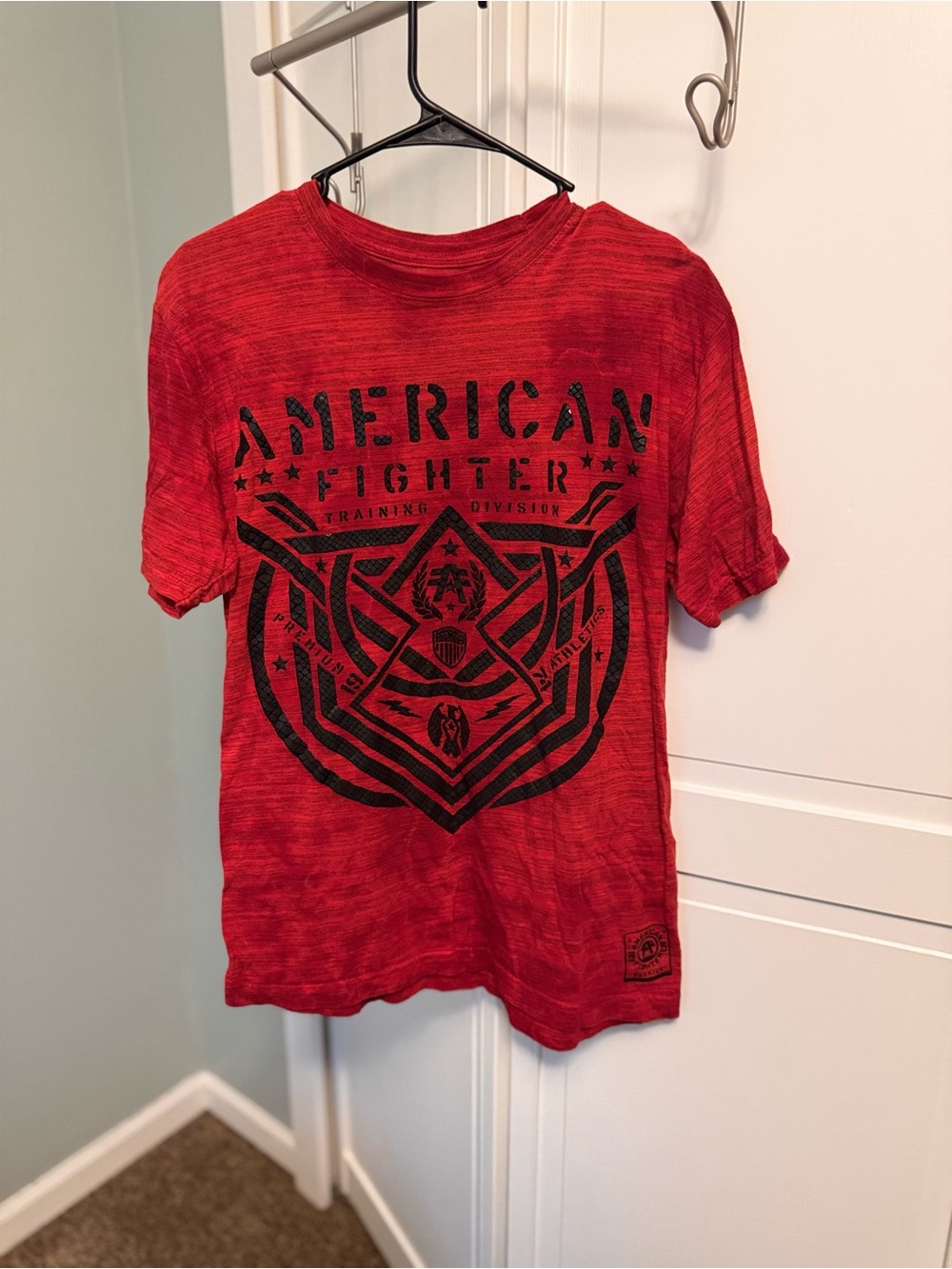 American Fighter Red Short-Sleeve Graphic Tee with Black Print